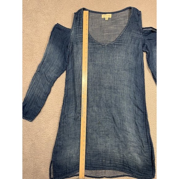 Cloth & Stone Anthropologie Dress Blue Cold Shoulder 100%‎ Cotton Soft Small S - Picture 12 of 13